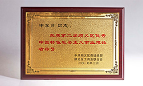 2010年申东日荣获第二届顺义区优秀中国特色社会主义事业建设者称号